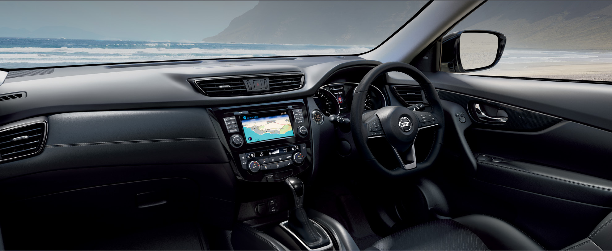 Interior front view of the dashboard